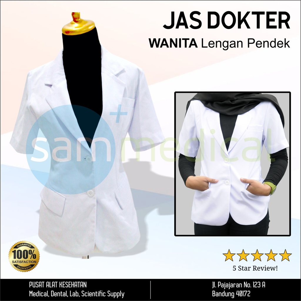 Jas Dokter Tangan Pendek Perempuan - XS