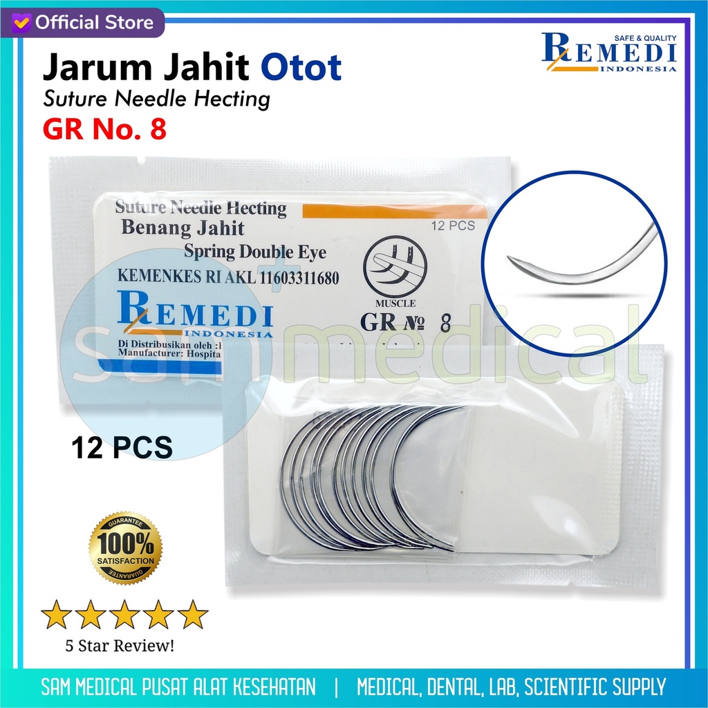 Remedi Jarum Jahit Otot Gr 8 @12pcs/Sachet