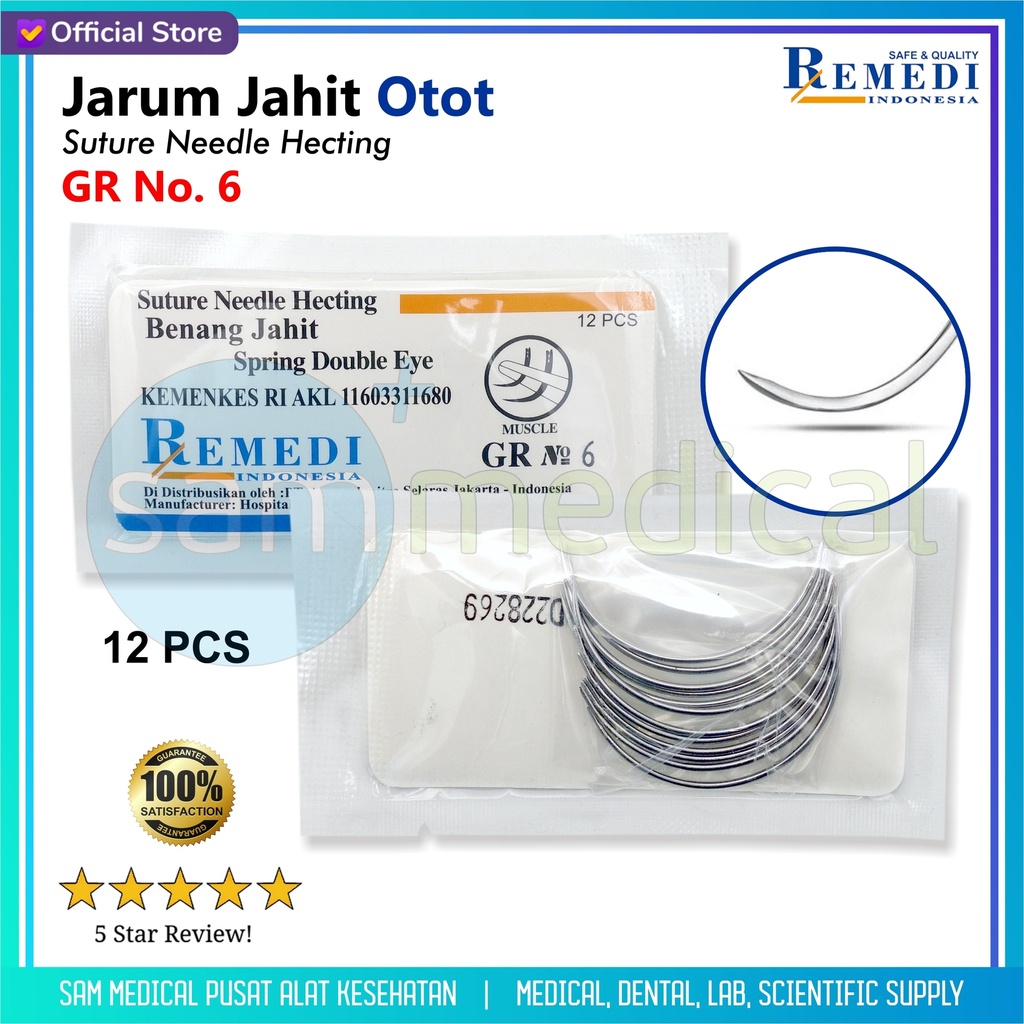 [00120220608] Remedi Jarum Jahit Otot Gr 6 @12pcs/Sachet