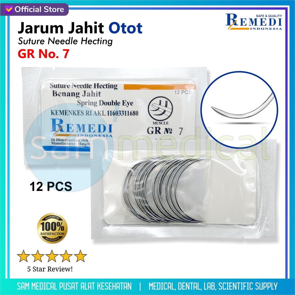 Remedi Jarum Jahit Otot Gr 7 @12pcs/Sachet