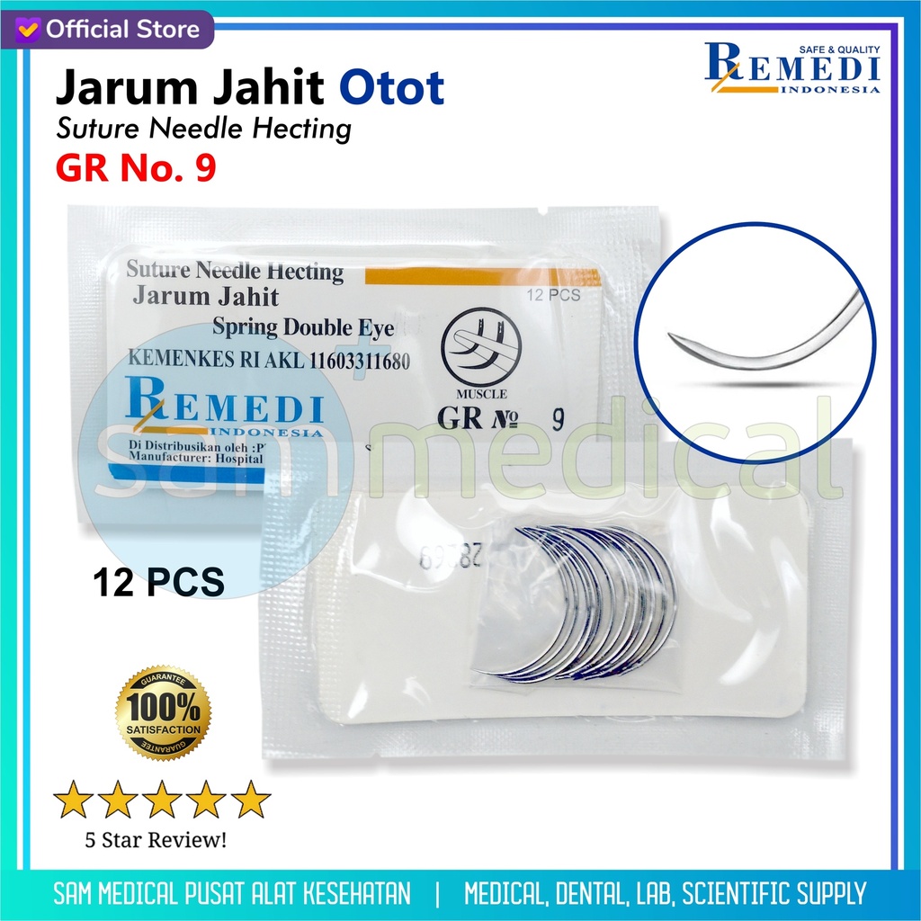 Remedi Jarum Jahit Otot Gr 9 @12pcs/Sachet
