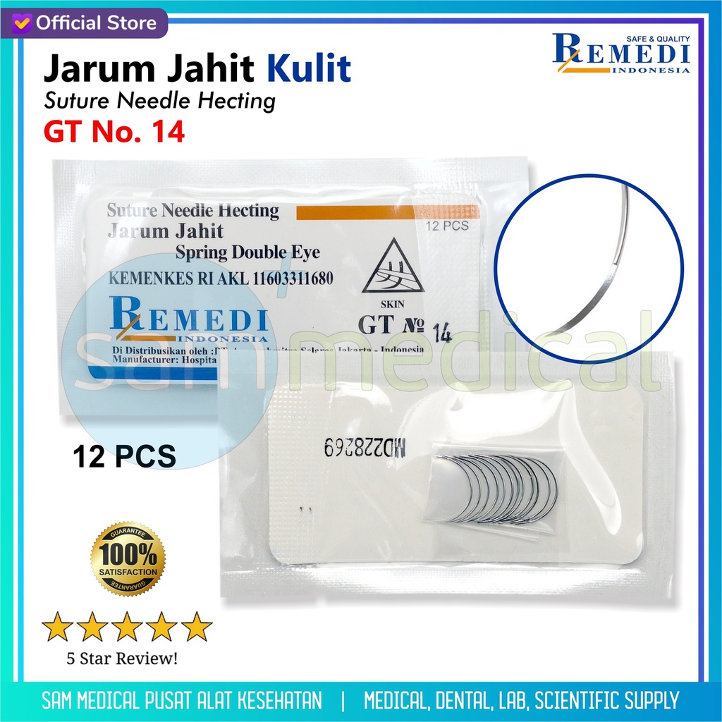 [00120220612] Remedi Jarum Jahit KULIT Gt14 @12pcs/Sachet