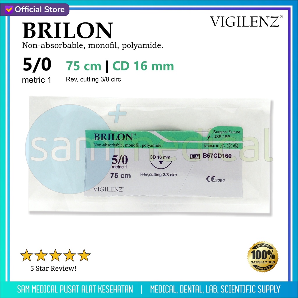 Brilon 5.0 (75cm) + Jarum Kulit Cutting 3/8 (16mm)