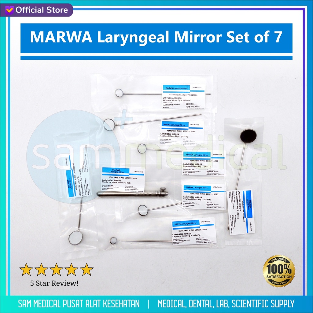 [00120230061] MARWA Laryngeal Mirror set of 7 / Kaca Laring