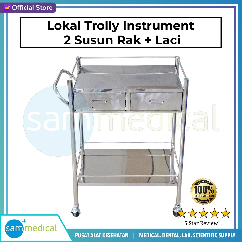 Lokal Trolly Instrument 2 Susun Rak + Laci