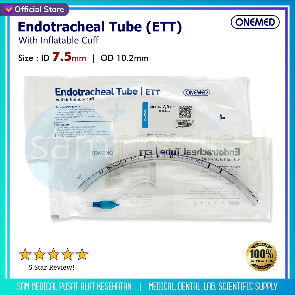 One Med Endotracheal Tube / ETT With Cuff - 7.5