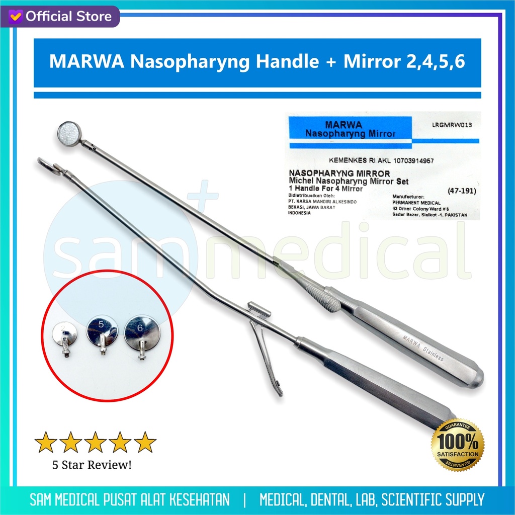 [00120230081] MARWA Nasopharyng Handle + Mirror 2,4,5,6 (Set)(47-191)