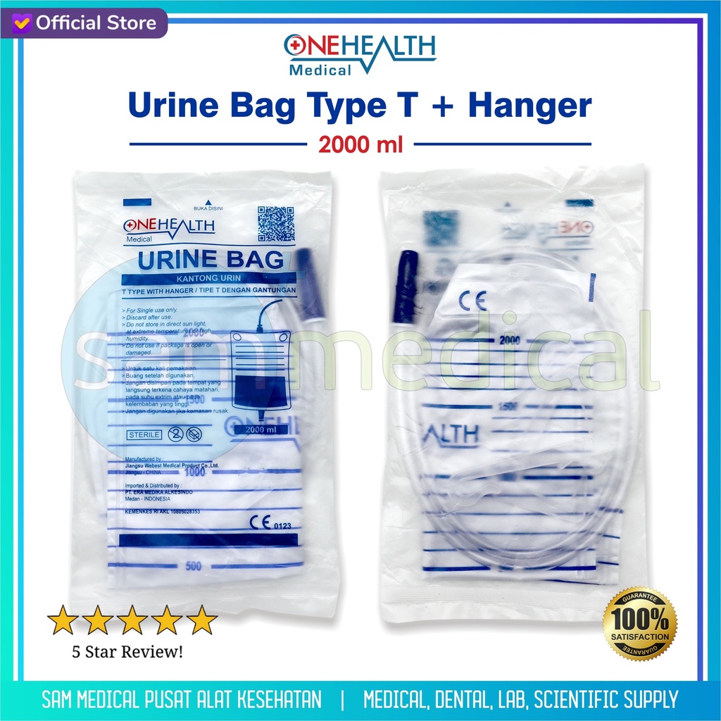One Health Urine Bag Type T + Hanger 2000ml