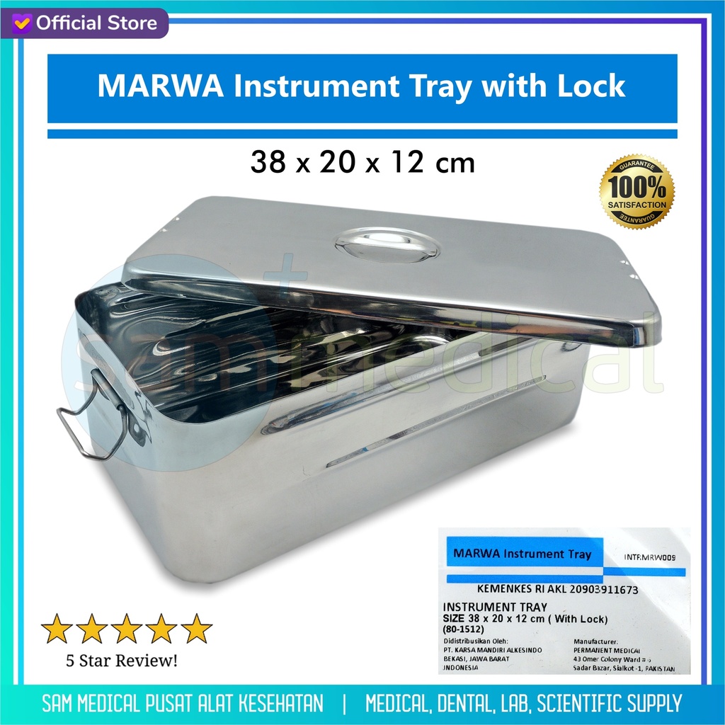 MARWA Instrument Bak / Instrument Tray with lock 38x20x12cm