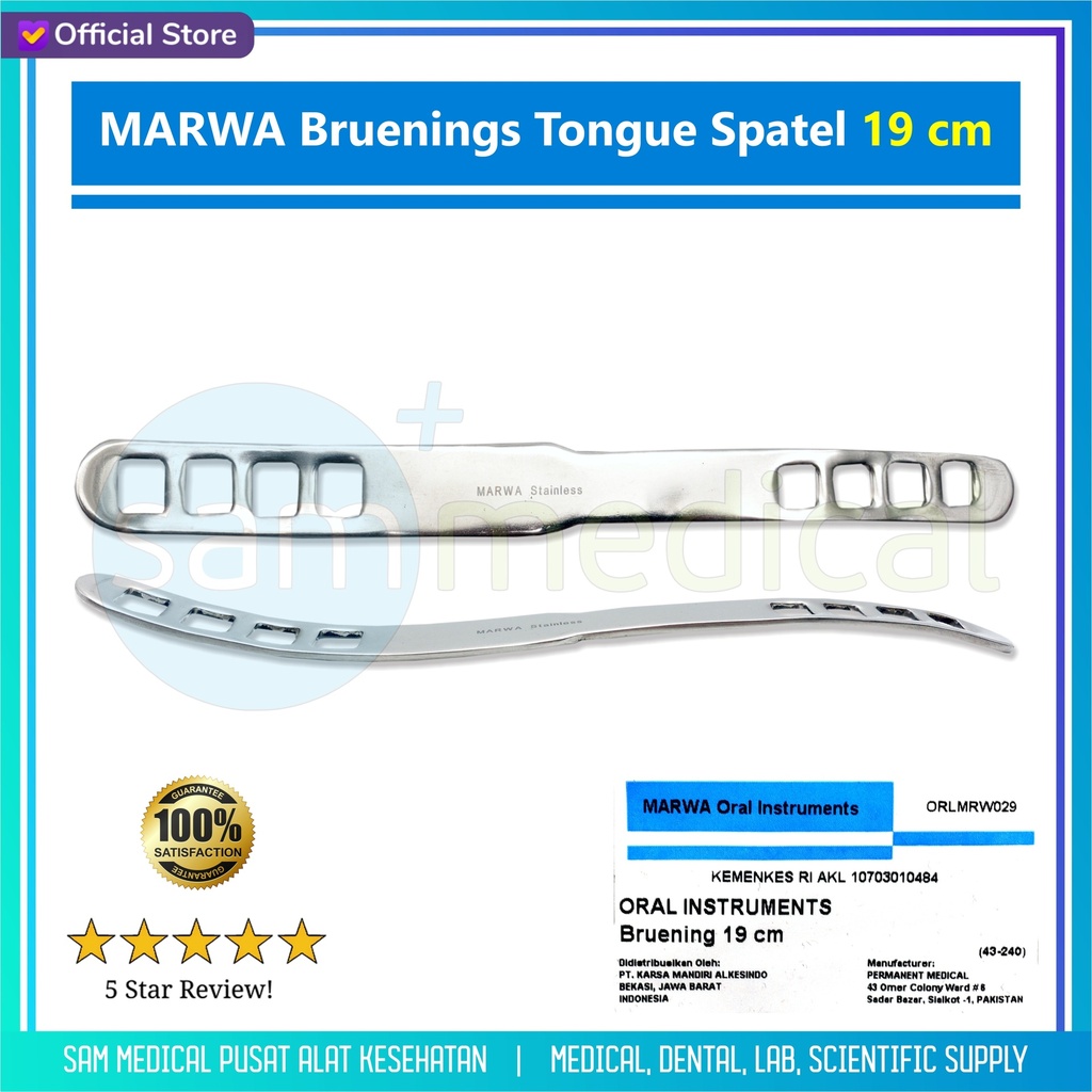 MARWA Bruenings Tongue Spatel Lubang 19cm (43-240)