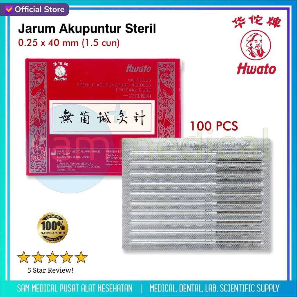 [00120230198] Hwato Jarum Akupuntur 0.25x40 (1.5 cun) @100pcs