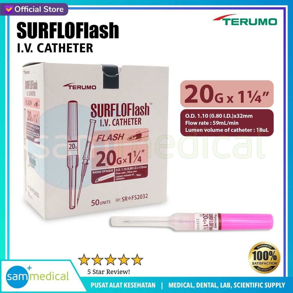 [00120230255] Terumo Surflo Flash IV Catheter 20G x 1-1/4"