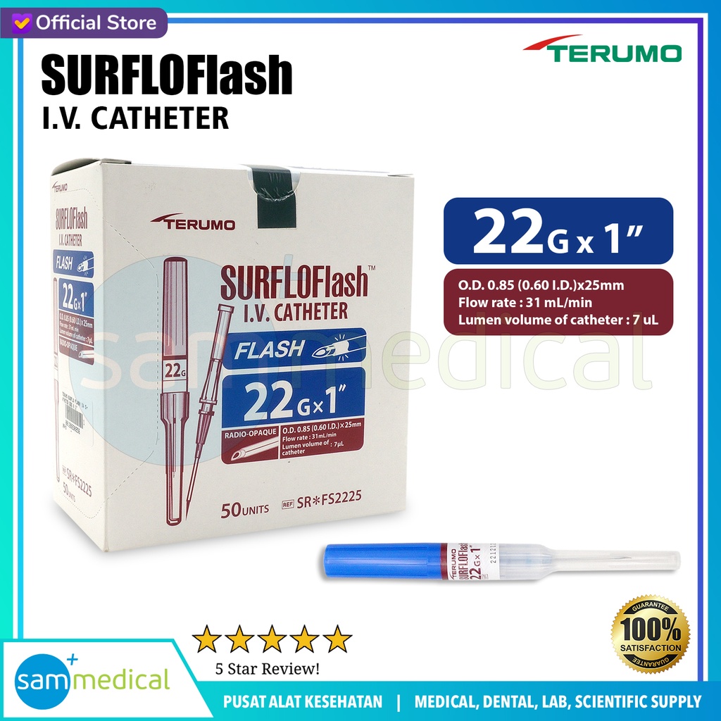 [00120230256] Terumo Surflo Flash IV Catheter 22G x 1"