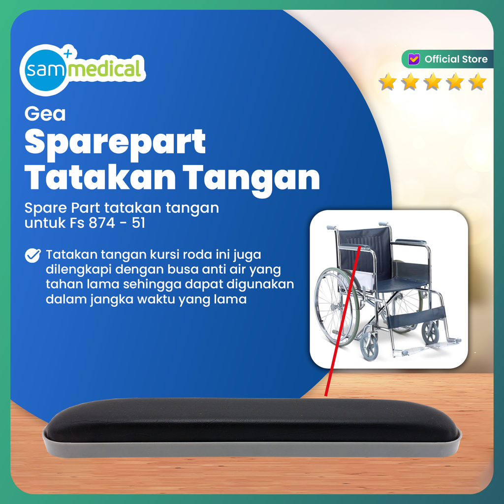 [00120230257] GEA Spare Part Tatakan Tangan kursi roda Fs 874-51@Pcs