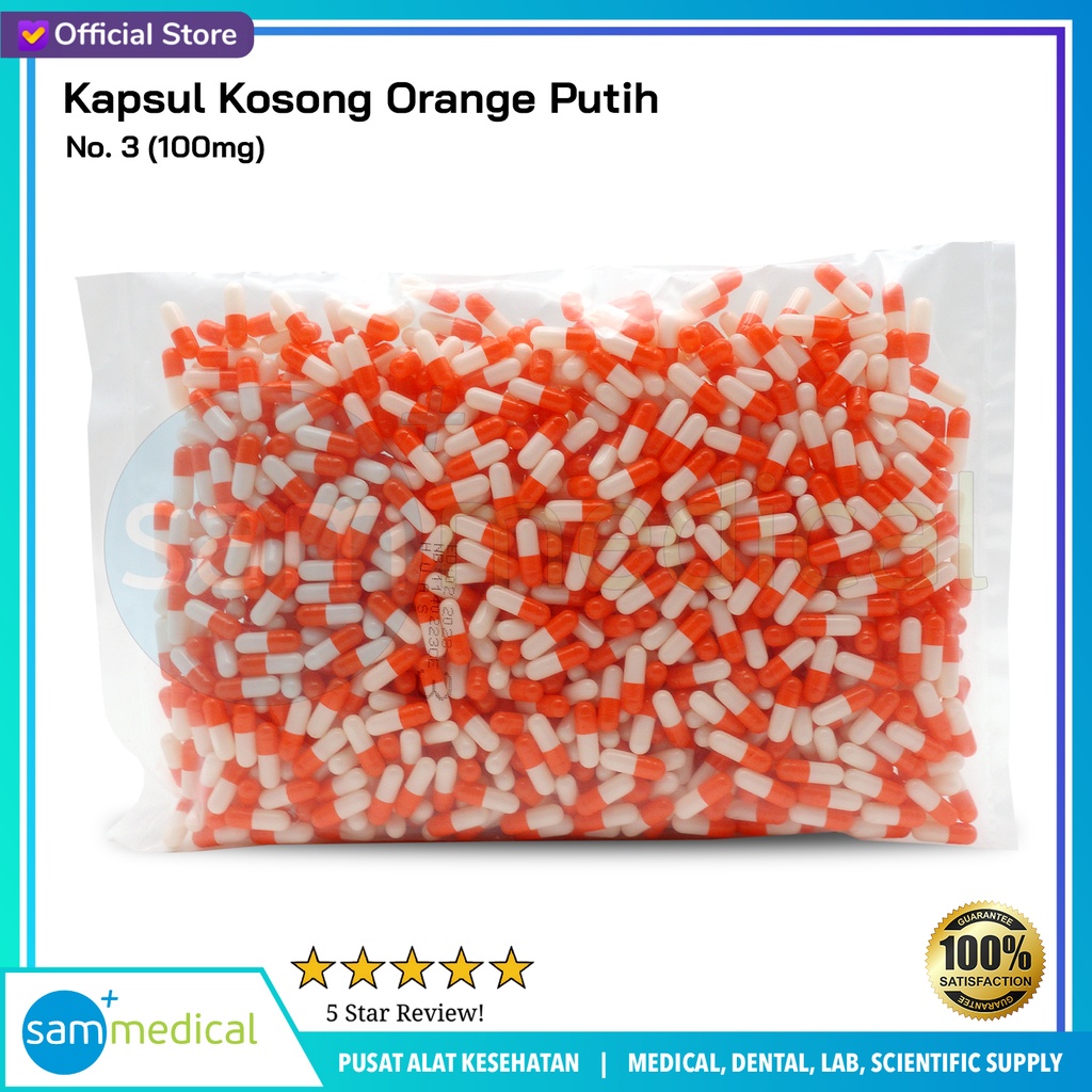 [00120230311] Kapsul Kosong No 3 (100mg) - Orange Putih