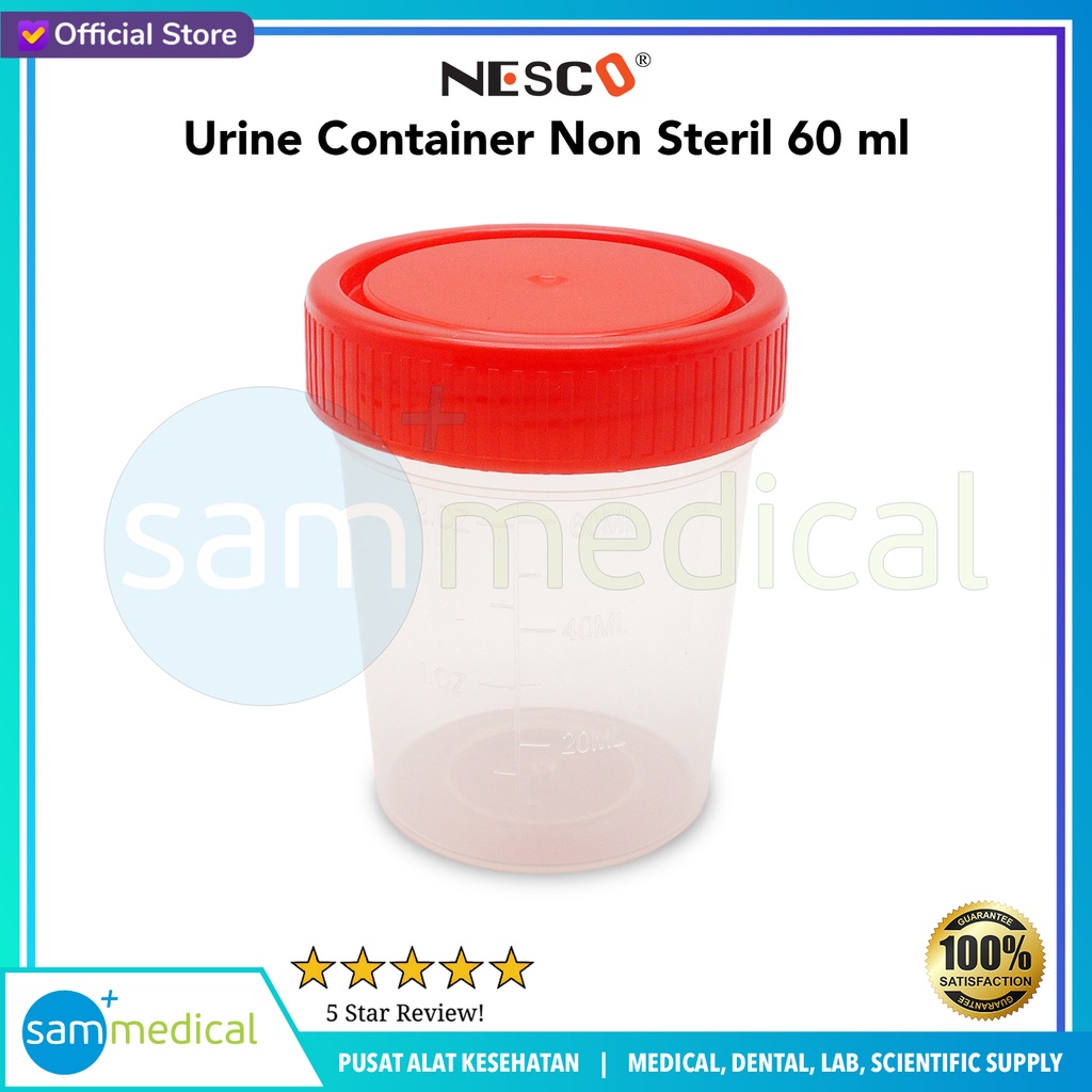 [00120230322] Nesco Urine Container Non Steril 60ml (Tutup Merah)