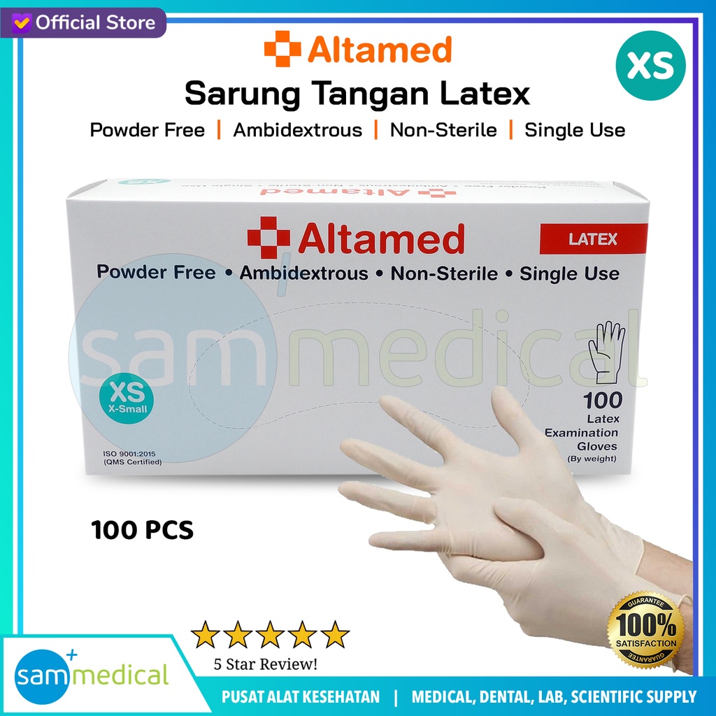 ALTAMED Gloves Latex Powder Free Size XS @100pcs