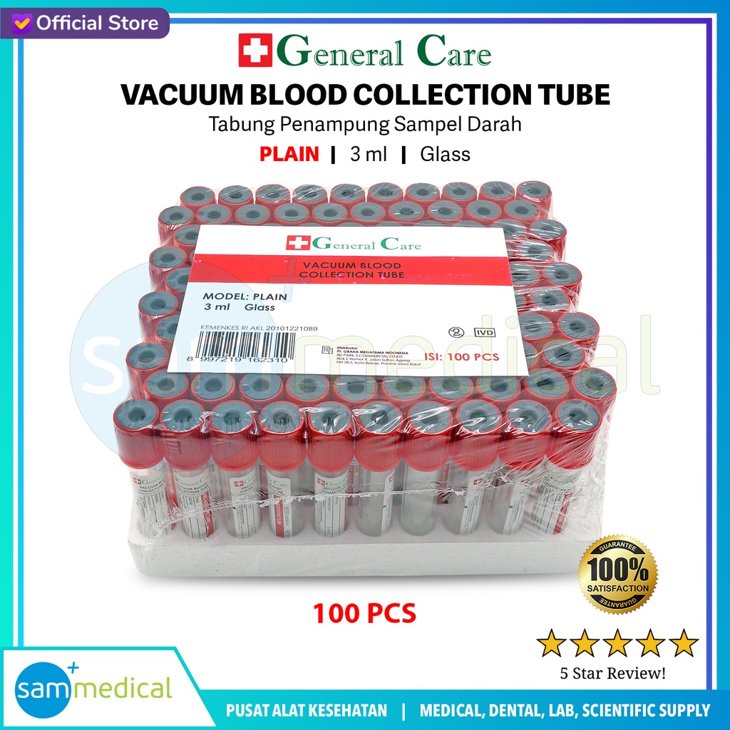 General Care Tabung Plain 3ml Glass (Merah)