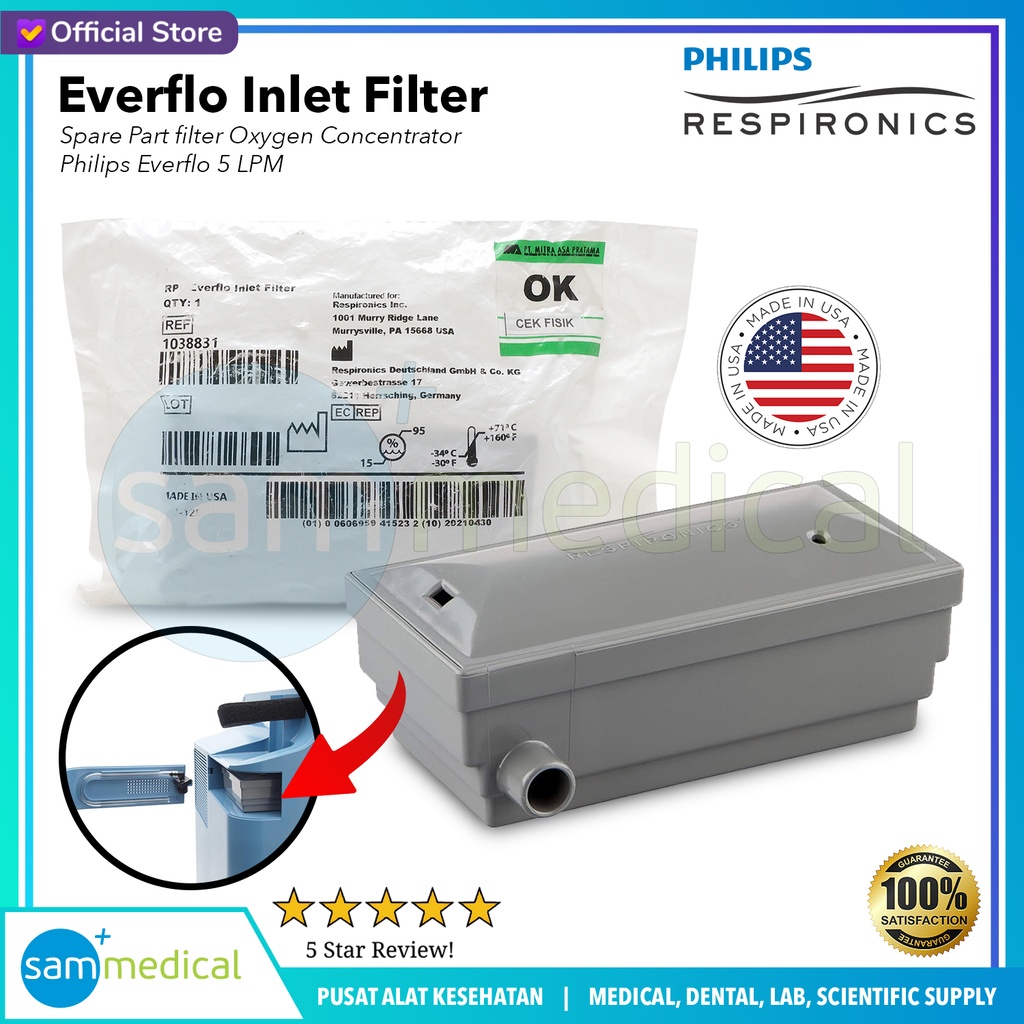 Spare Part filter Oxygen Concentrator Philips Everflo 5L