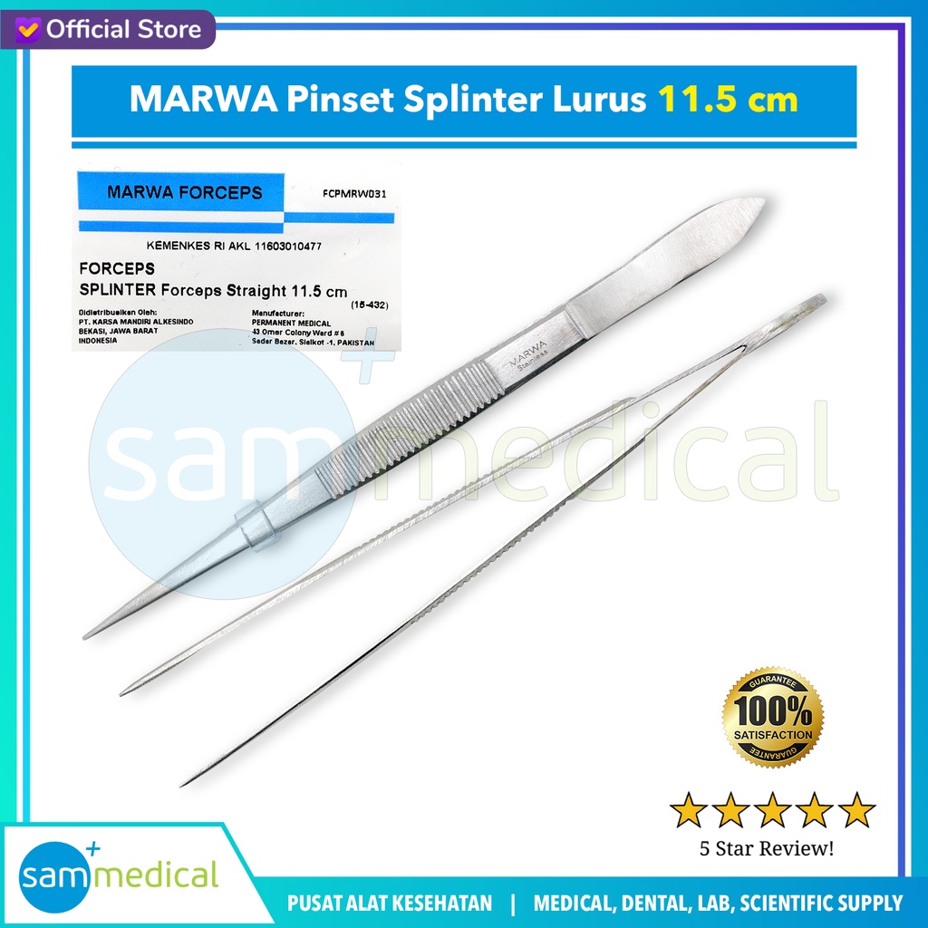 [00120230464] MARWA Pinset Splinter Lurus 11.5 cm (15-430)