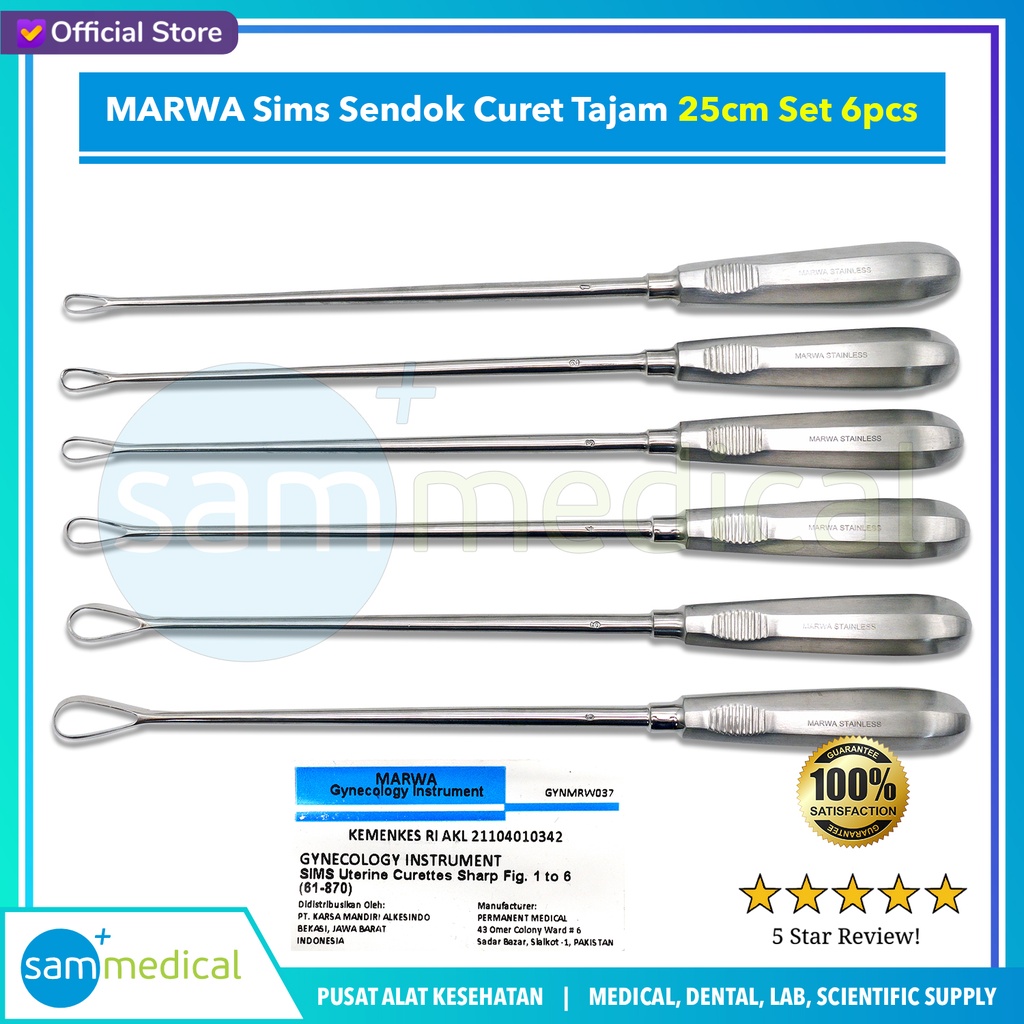 [00120230508] MARWA Sims Sendok Curet Tajam 25cm Set 6pcs