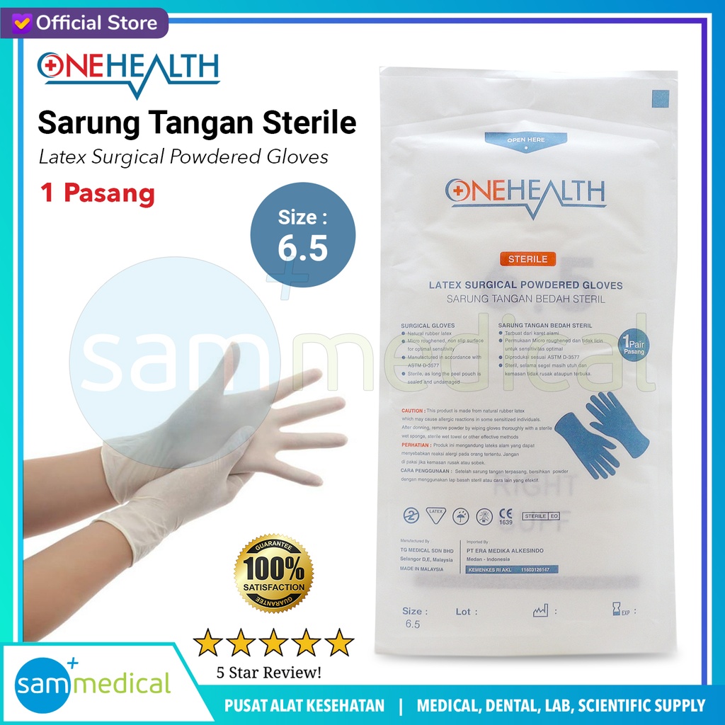 [00120230519] One Health Sarung Tangan Sterile Size 6.5 @pcs