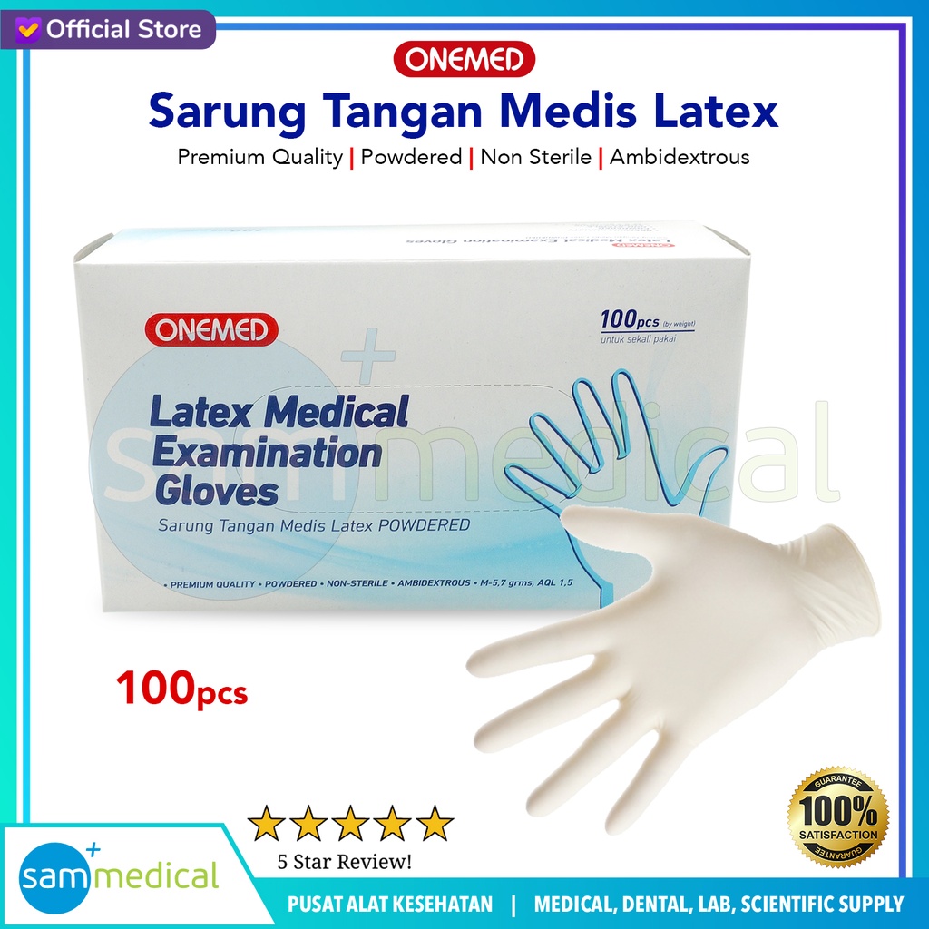 One Med Sarung Tangan Latex Size M @100pcs