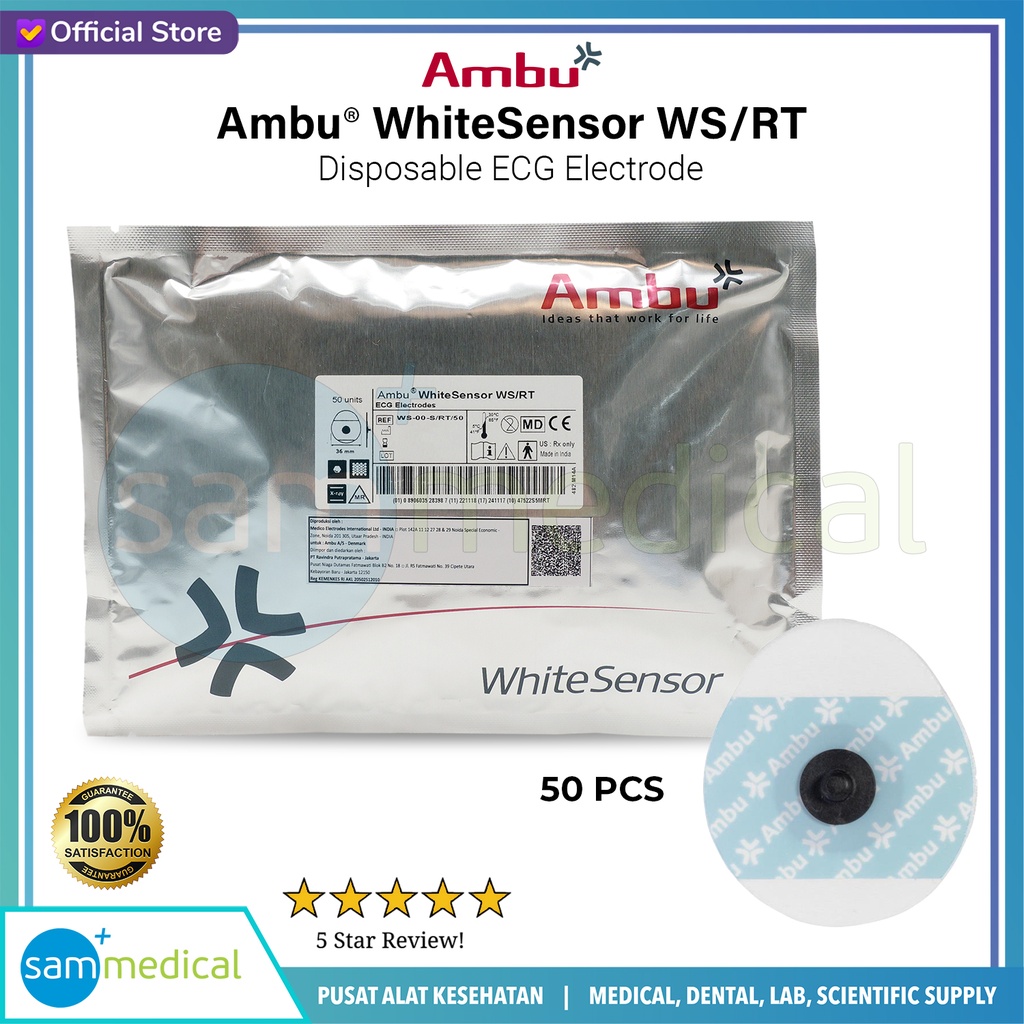Ambu Disposable ECG Electrode White Sensor Radiolucent-MR Conditional forResting WS-00-S/RT