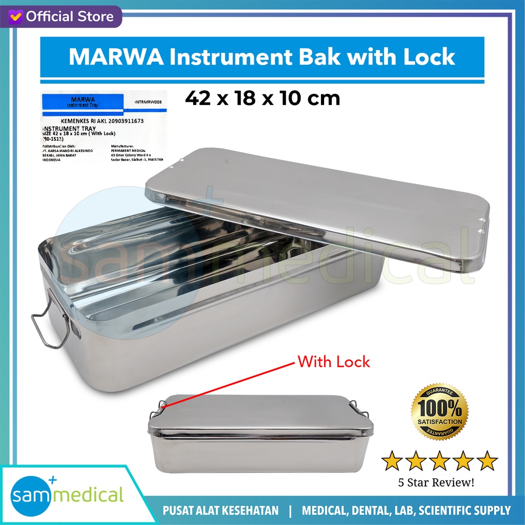 MARWA Instrument Bak / Instrument Tray with lock 42x18x10 cm (80-1511)