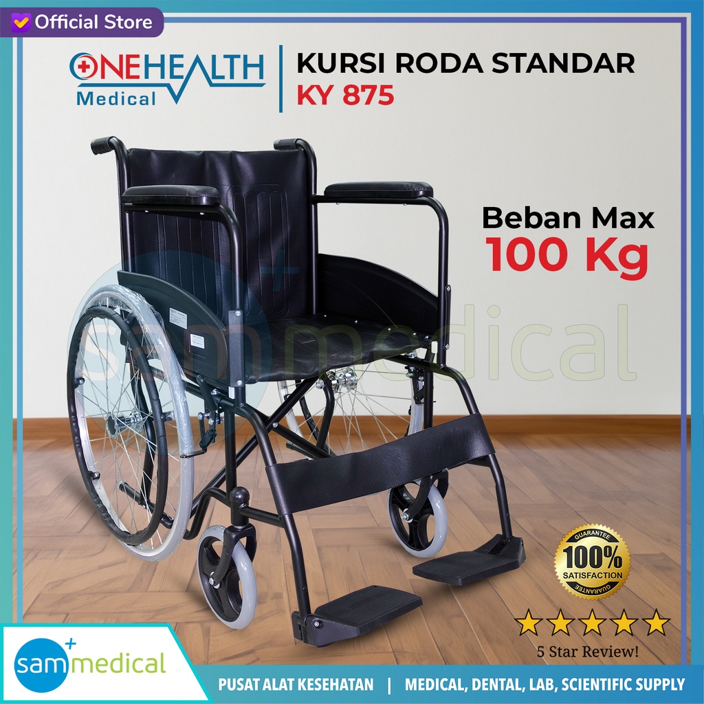 [120230724] One Health Kursi Roda Standard Rangka Hitam Velg Jari KY 875/OH875