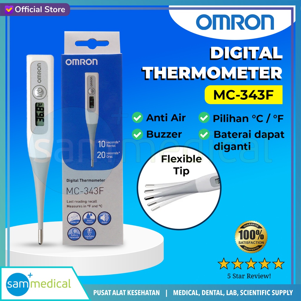 Omron Digital Thermometer Flexible Tip - MC 343 F