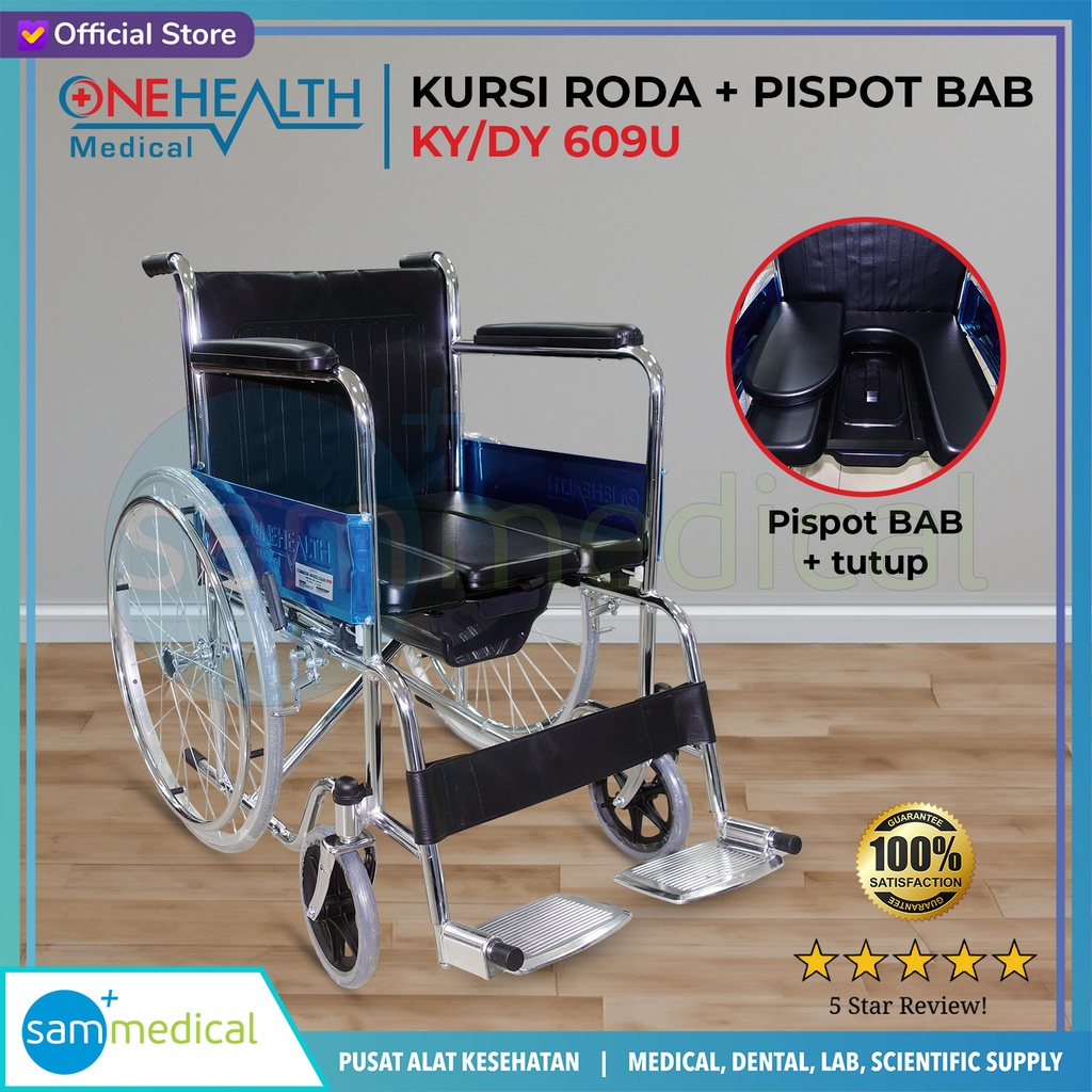 [120230732] One Health Kursi Roda + Pispot BAB KY/DY 609U/OH 2 in 1