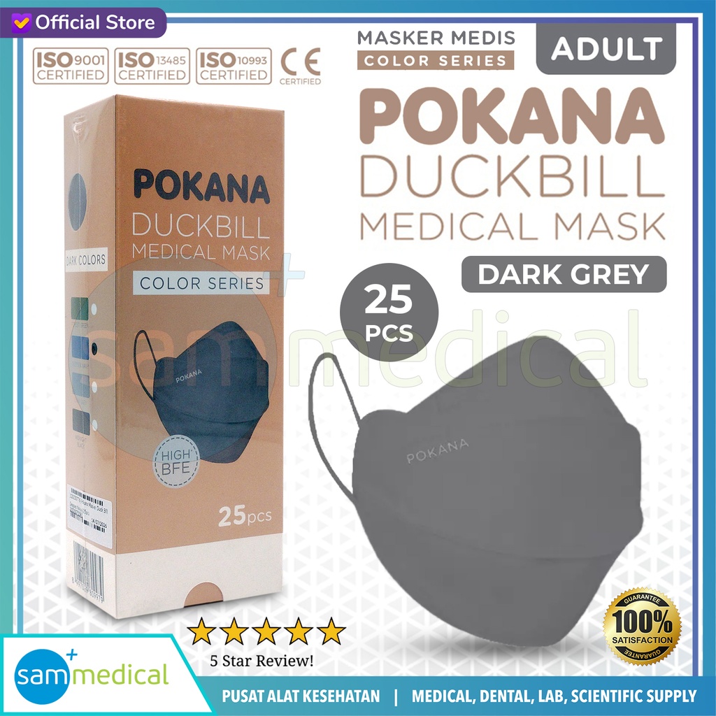 Pokana Masker Duck Bill Dark Grey @25pcs