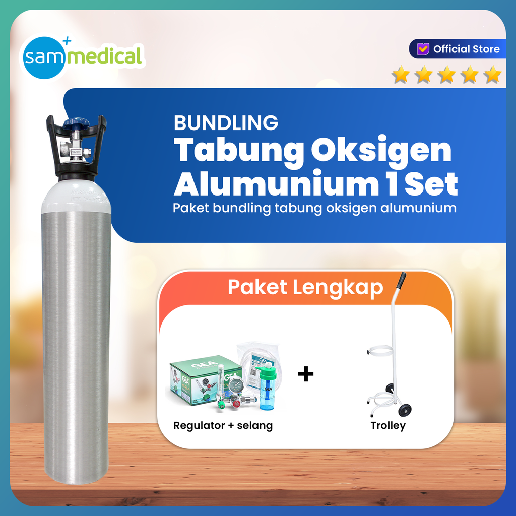 [120230805] Bundling Tabung Oksigen Alluminium 1m3 (Chrona) + Roda PREMIUM