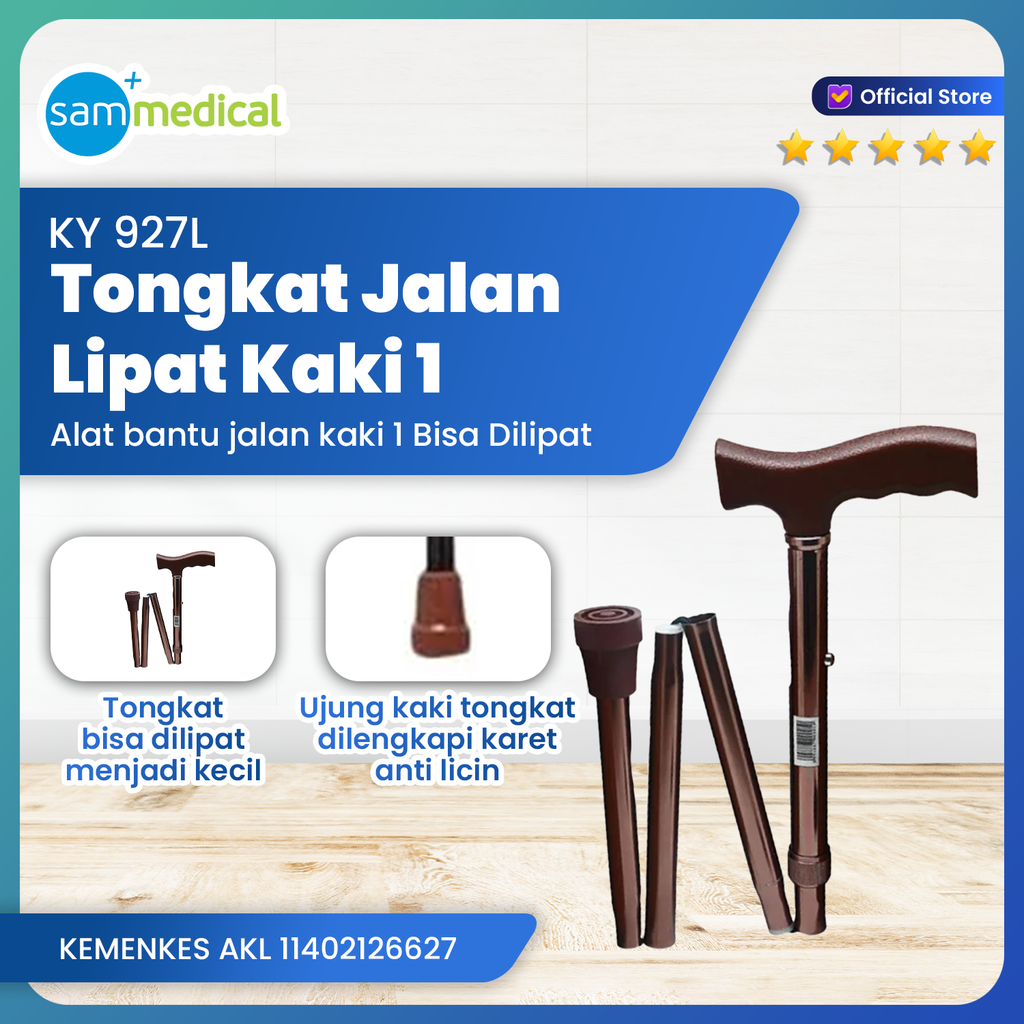 One Health Tongkat Kaki 1 Lipat - KY/DY 927L Coklat