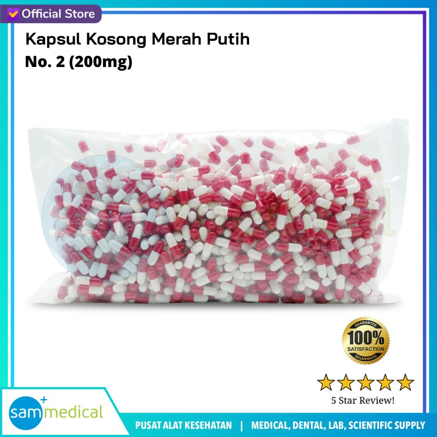 [120230863] Kapsul Kosong No 2 (200mg) - Merah Putih