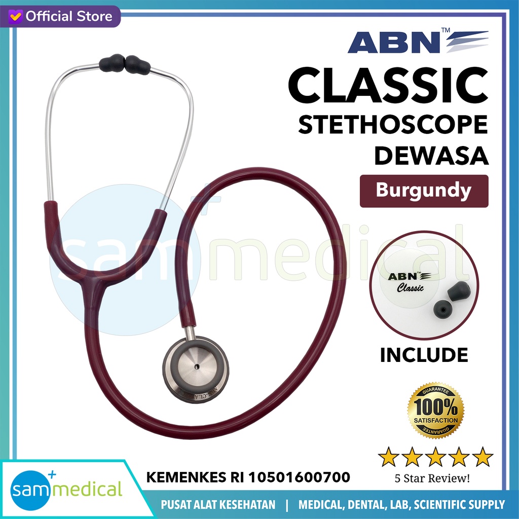 [120230900] ABN Classic Steth Dewasa - Burgundy SS-021-BG (E-cat)