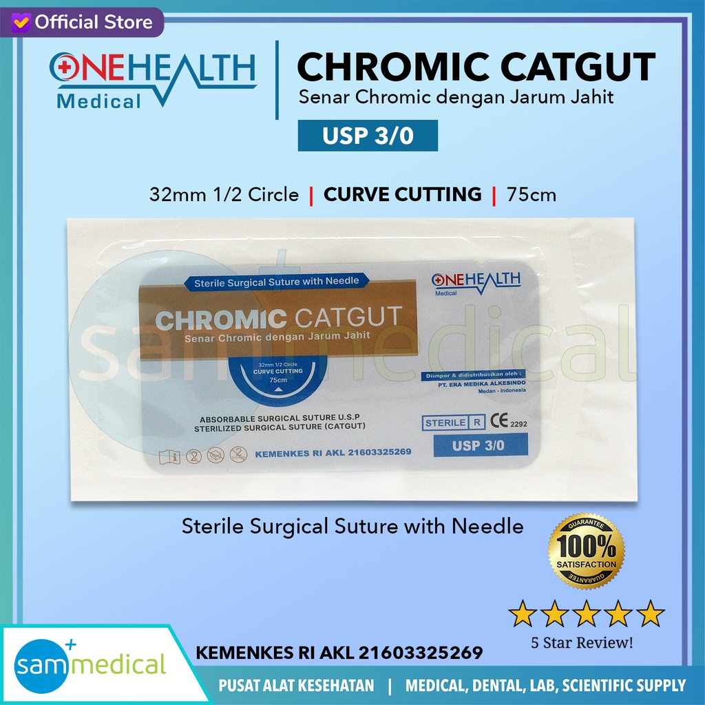 One Health Catgut Chromic 3/0 + Jarum @pcs