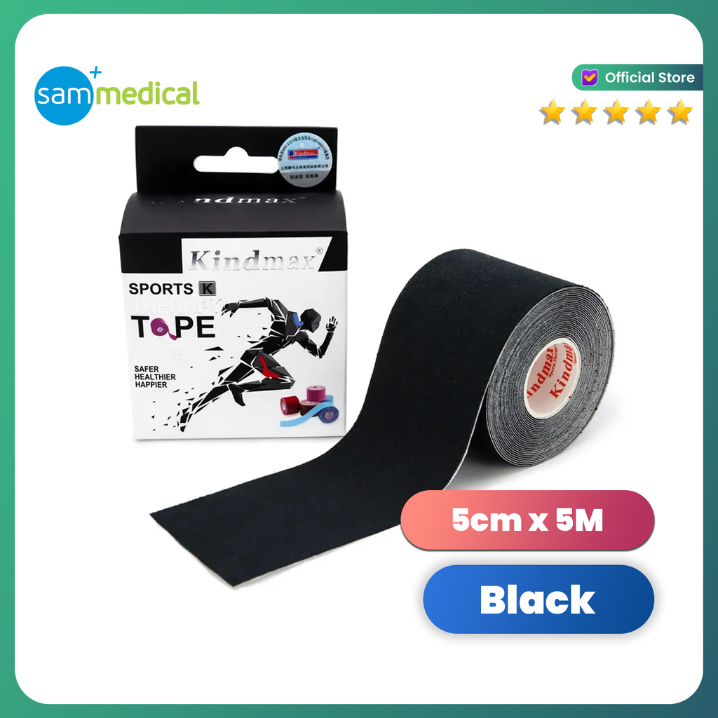 Kindmax Kinesio Tape Black 5cmx5m