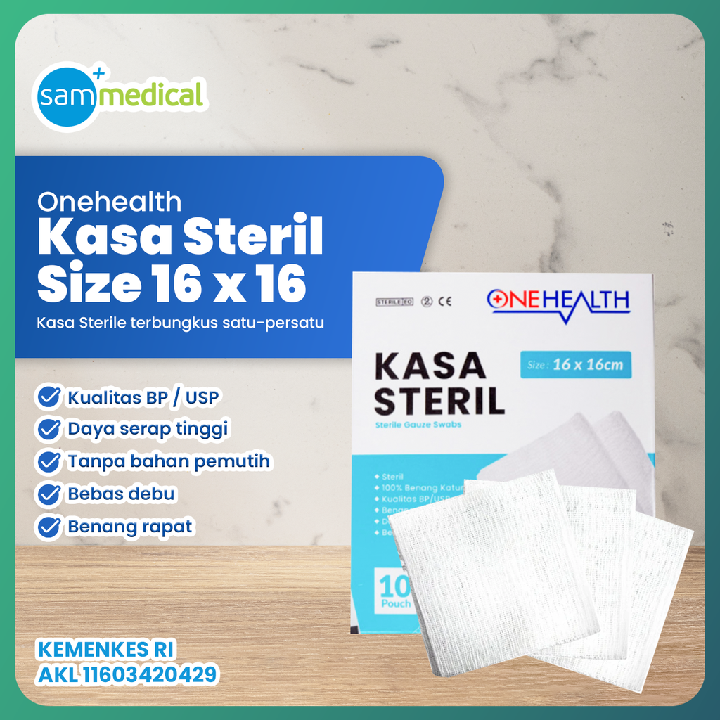 [89928060383990] One Health Kasa Steril 16x16 @10 lembar