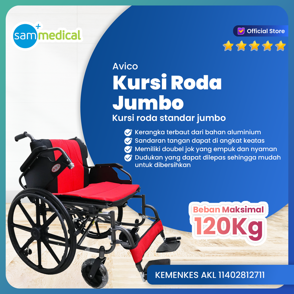 [120230999] Avico Kursi Roda Allum Warna Jumbo - 951B Merah