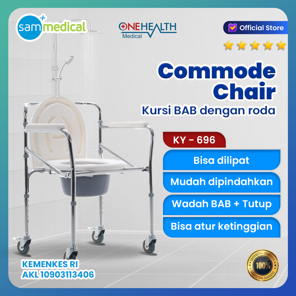 One Health Commode Chair / Kursi BAB + Castor KY/DY 696