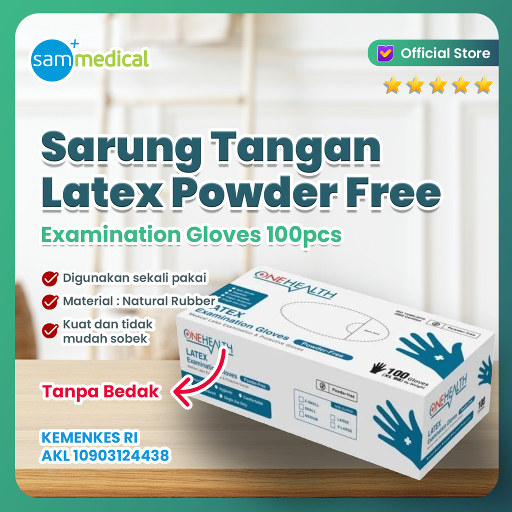 One Health Gloves Latex Powder Free Size L @100pcs