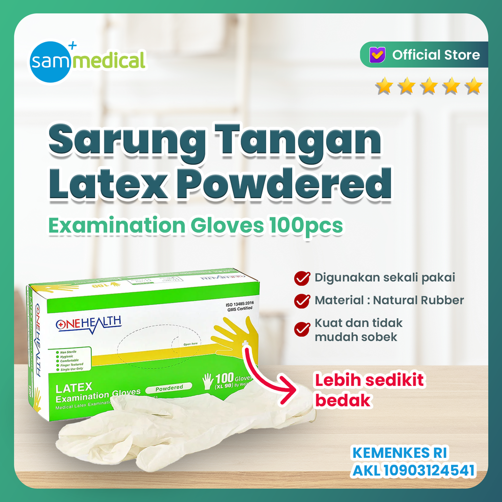 [120231151] One Health Gloves Latex Powdered Size L @100pcs