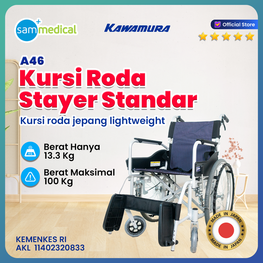 [120231183] Kawamura Kursi Roda Allumunium Ungu Kotak Kecil (SY1-A46)22inch-Roda Besar