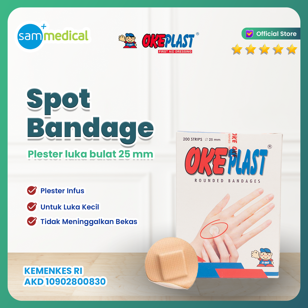[120231198] OKE Plast Spot Bandage - 25mm@200Pcs