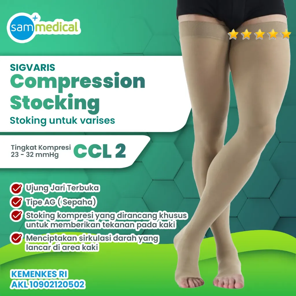 SIGVARIS COTTON AG Open Toes - Paha CCL2 Size L (Long)(316691)