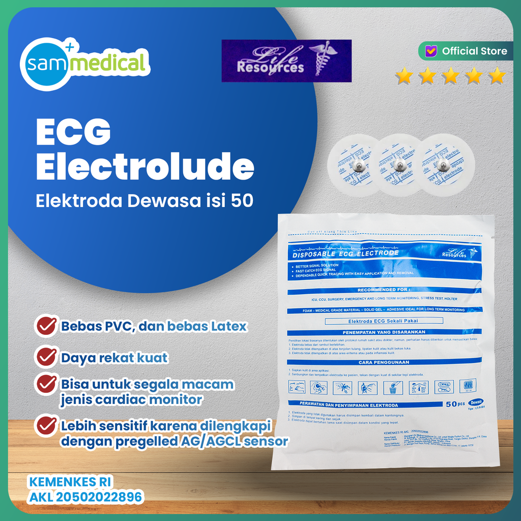 [120231264] Liferesources  ECG/EKG Electrode Dewasa @50pcs