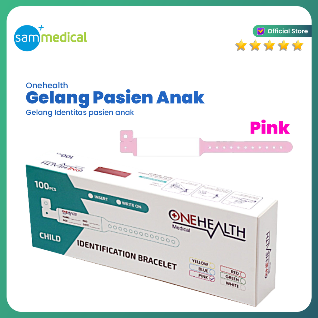 One Health Gelang Pasien Pink Anak @100pcs