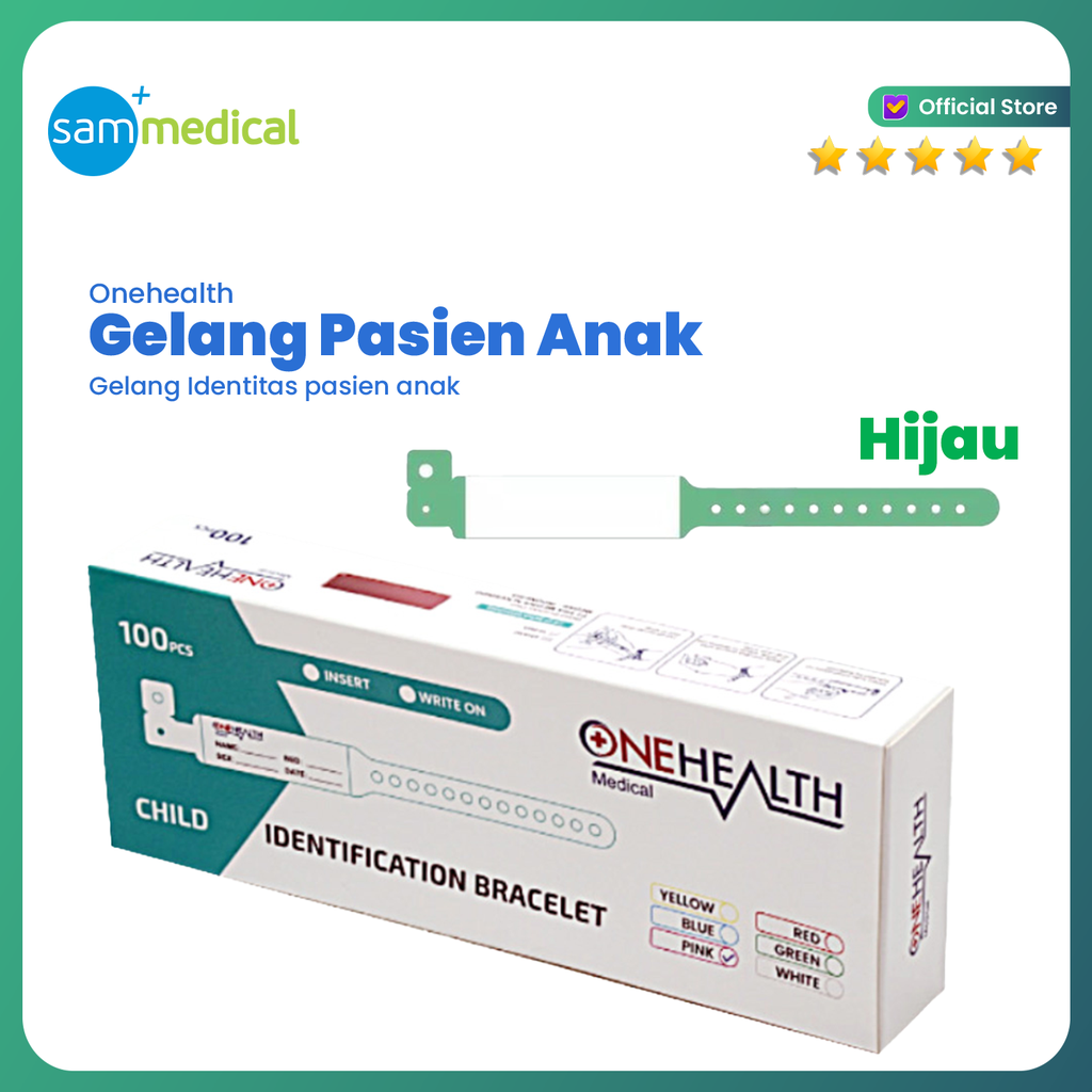 One Health Gelang Pasien Hijau Anak @100pcs